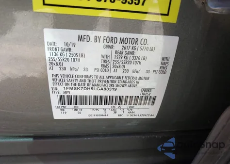 2020 Ford Explorer Xlt from USA, damaged, VIN 1FMSK7DH5LGA88319